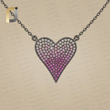 Pink Sapphire Heart 925 Silver Pendant Chain Necklace Jewelry