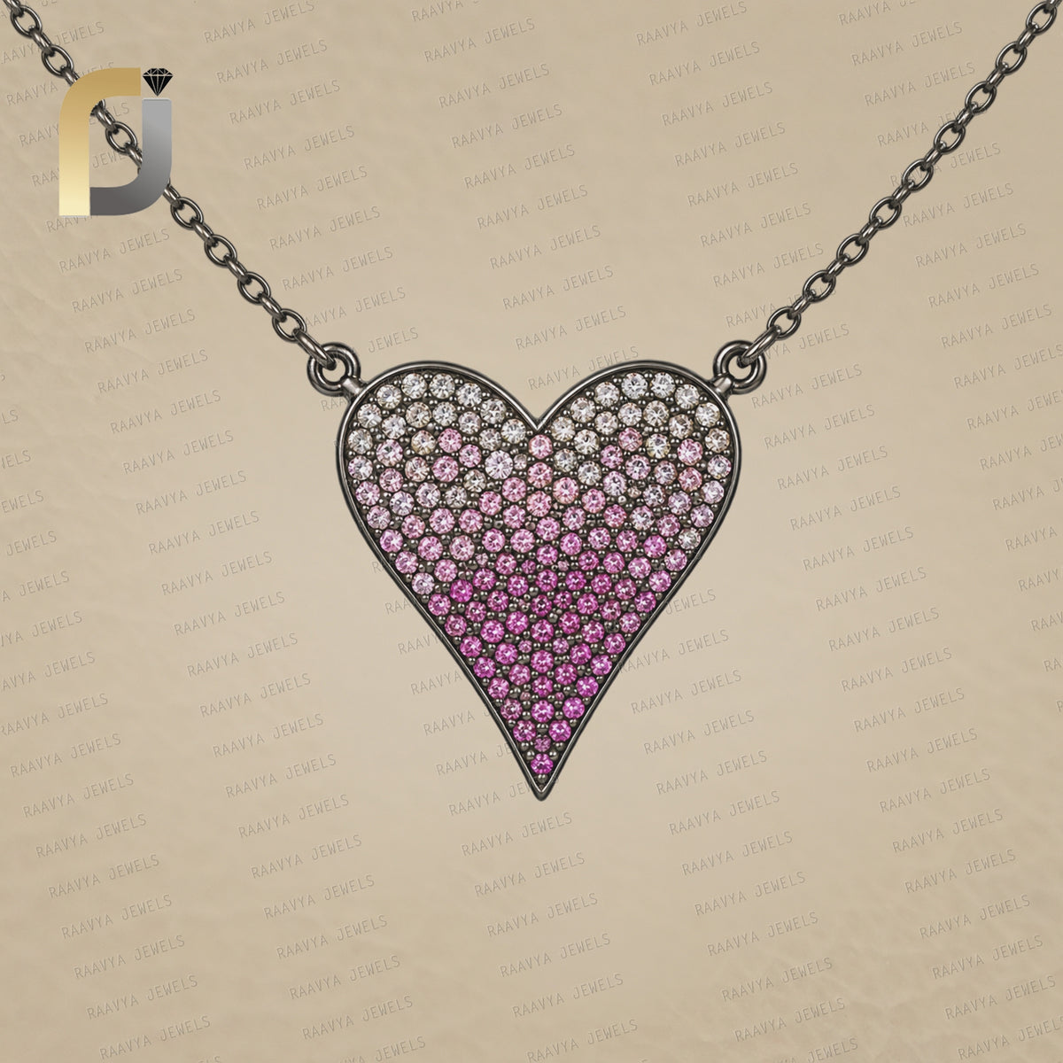 Pink Sapphire Heart 925 Silver Pendant Chain Necklace Jewelry