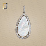 Moon Gemstone Charm 925 Silver Baguette Diamond Pendant