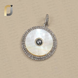 Double Line Diamond Round MOP Pendant Jewelry