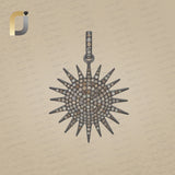 Pave Diamond Sunburst Pendant 925 Silver Jewelry
