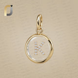 14K Solid Gold White Diamond Crystal K Initial Pendant Jewelry