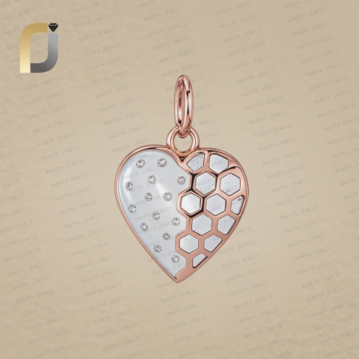 14K Rose Gold Diamond Heart Pendant