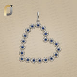 Champagne Diamond Blue Sapphire Heart Silver Pendant Jewelry