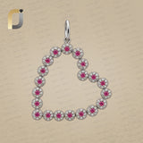 Gemstone Ruby Diamond Heart Pendant Jewelry 925 Silver
