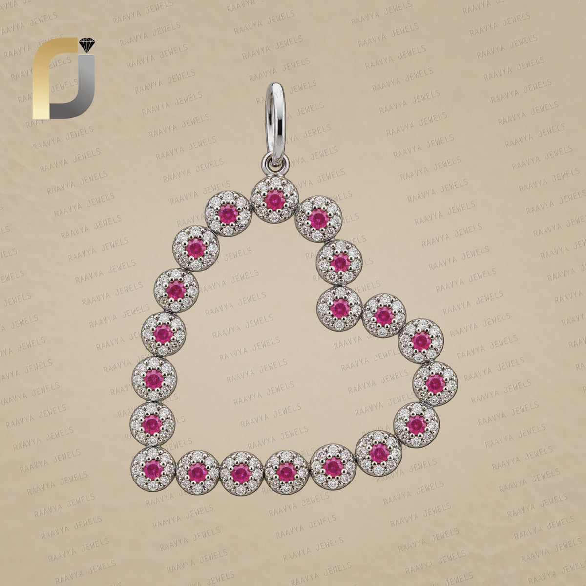 Gemstone Ruby Diamond Heart Pendant Jewelry 925 Silver