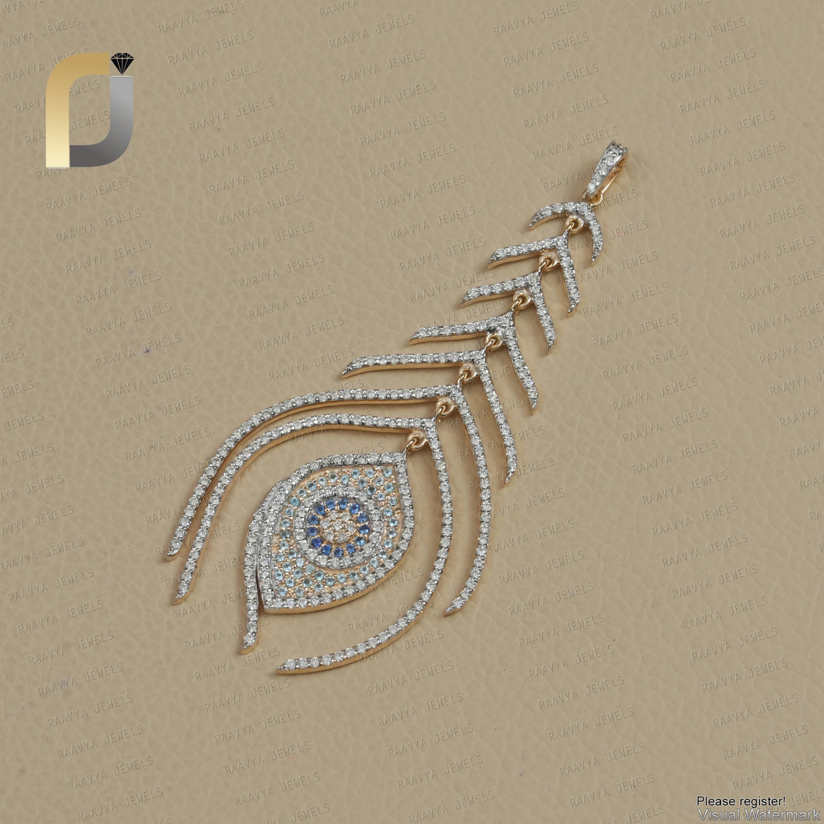 14K Gold Diamond Feather & Wings Pendant