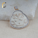 14K Gold White Diamond with Enamel Laughing buddha Pendant