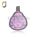 925 Silver Pave Brown Diamond Laughing Budha Pendant Jewelry
