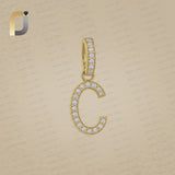 14K Gold Diamond Initial Pendant, Pave Diamond Initial Pendant