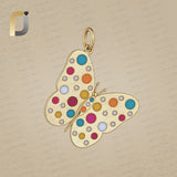 Diamond Enamel Yellow Vermeil Butterfly Charm Pendant