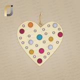 Diamond Enamel Heart Charm Yellow Vermeil Pendant 925 Silver Jewelry