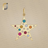 925 Silver Yellow Vermeil Diamond Enamel Star Pendant Jewelry