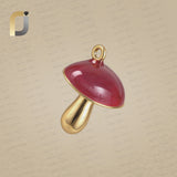 Red Enamel Yellow Vermeil 925 Silver Mushroom Pendant Jewelry