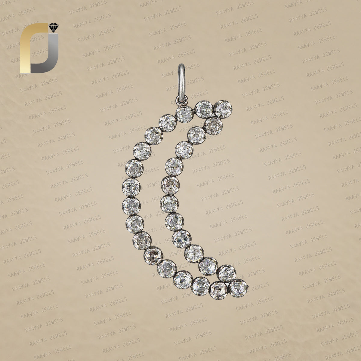 Rose Cut Polki Diamond Crescent Moon Pendant