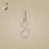 14K Gold S Initial Pendant, Pave Diamond S Initial Pendant