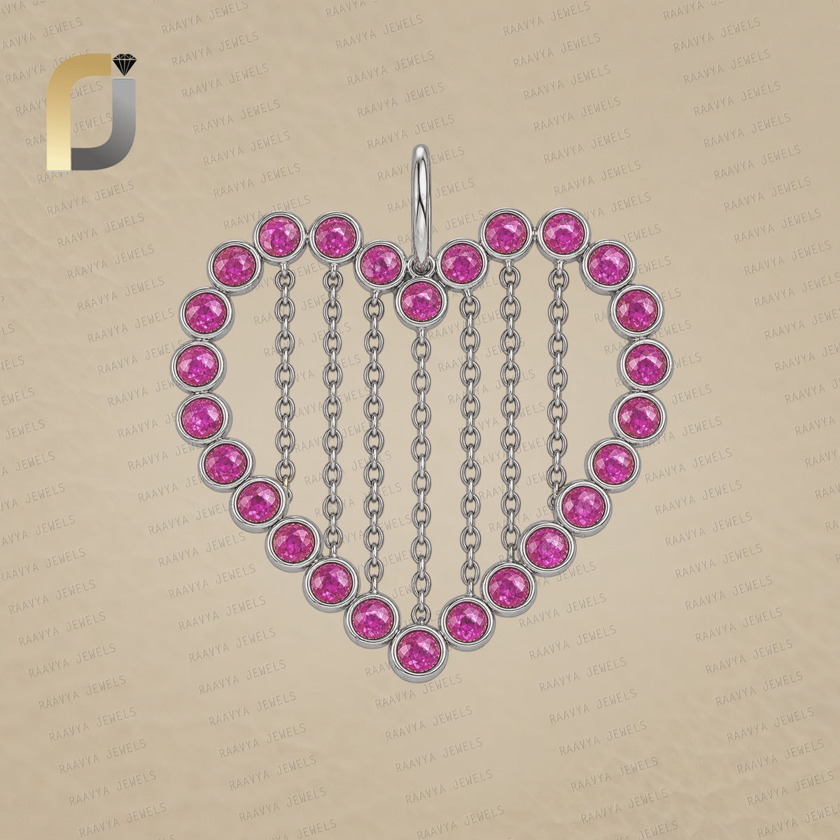 Natural Ruby Heart Designer Charm 925 Sterling Silver Pendant