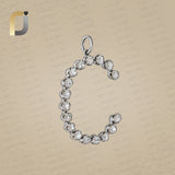 925 Silver Oxidized Polki Diamond Initial Pendant