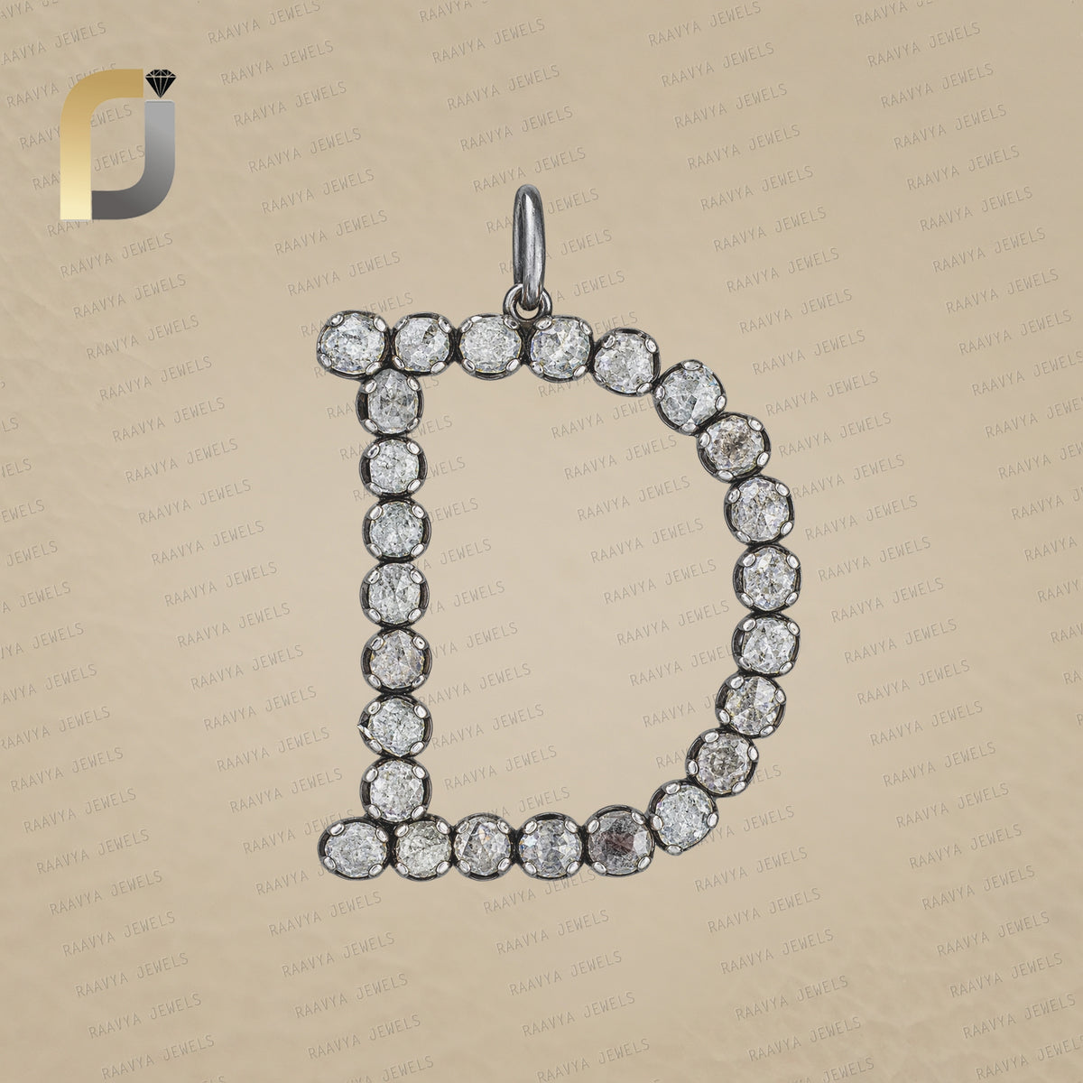 Alphabet D Rose Cut Diamond Pendant Jewelry