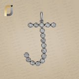 Polki Diamond Initial J 925 Silver Pendant Jewelry