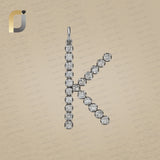Polki Diamond Initial K Oxidized 925 Silver Pendant