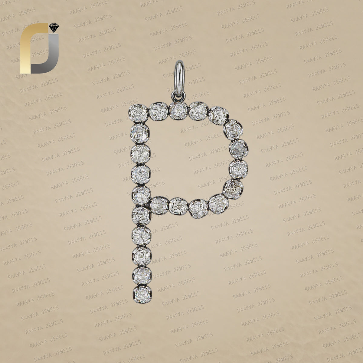 Rose Cut Polki Diamond P Pendant Silver Jewelry