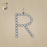 Polki Diamond Initial R Pendant 925 Silver Jewelry
