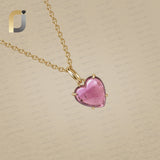 14K Solid Gold Tourmaline Heart Pendant