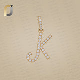 Pave Diamond Gold K Initials,14K Gold Diamond Initials