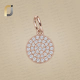 14K Solid Gold Pave diamond Disc Pendant, 14K Solid Diamond disc Pendant