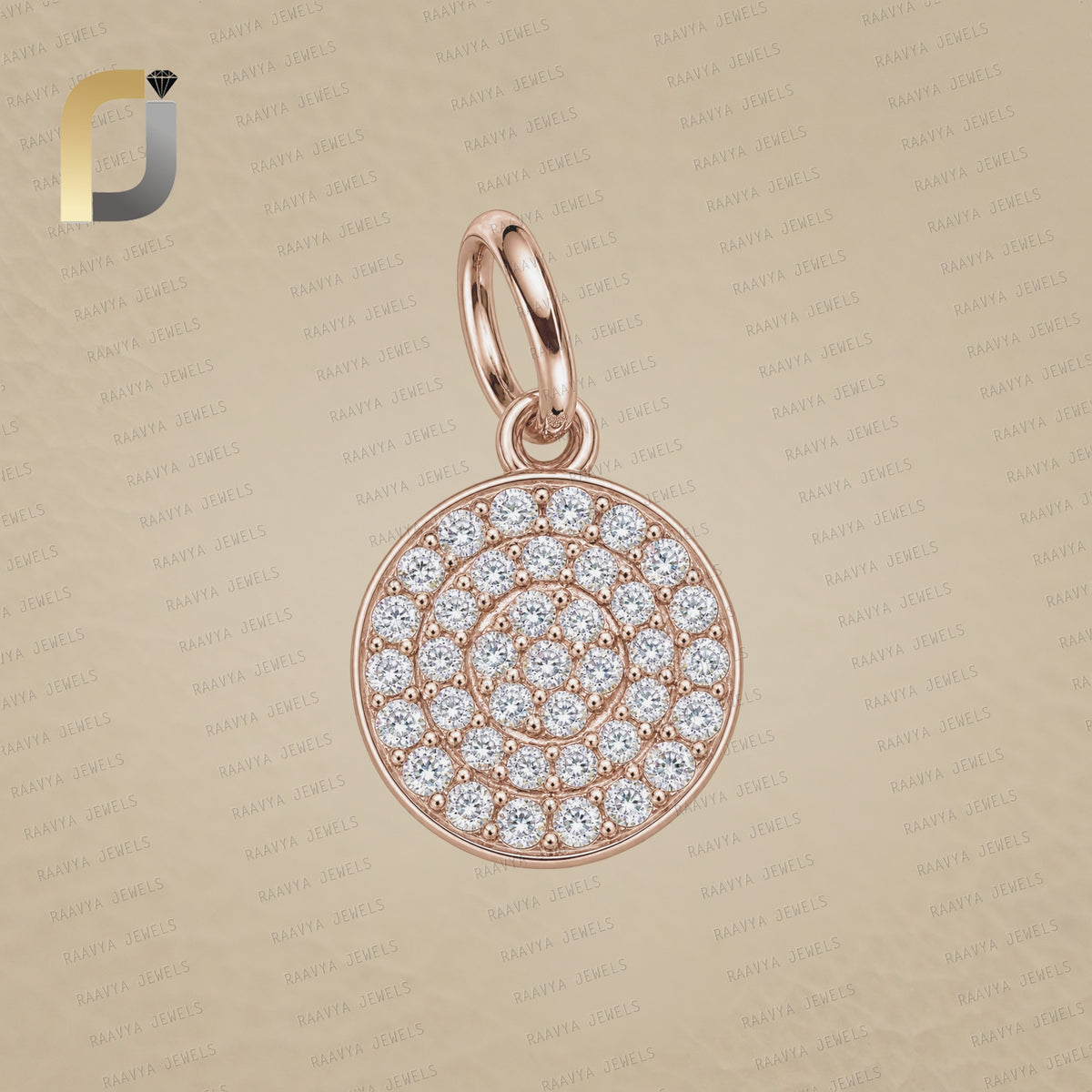 14K Solid Gold Pave diamond Disc Pendant, 14K Solid Diamond disc Pendant