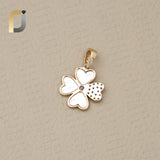 White Diamond 14K Solid Yellow gold Heart & Flower Pendant Jewelry