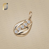 Solid 14K Gold Diamond Cowrie Shell Pendant, Diamond Cowrie Shell, 14K Gold Cowrie Shell Pendant & Charm, 14K Handmade Gold Cowrie Charm