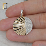 14K Solid Yellow Gold Diamond Disc Pendant