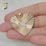 14K Gold Heart Pendant with Diamond Star Jewelry