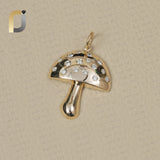 14K Solid Yellow Gold White Diamond Masharum Pendant