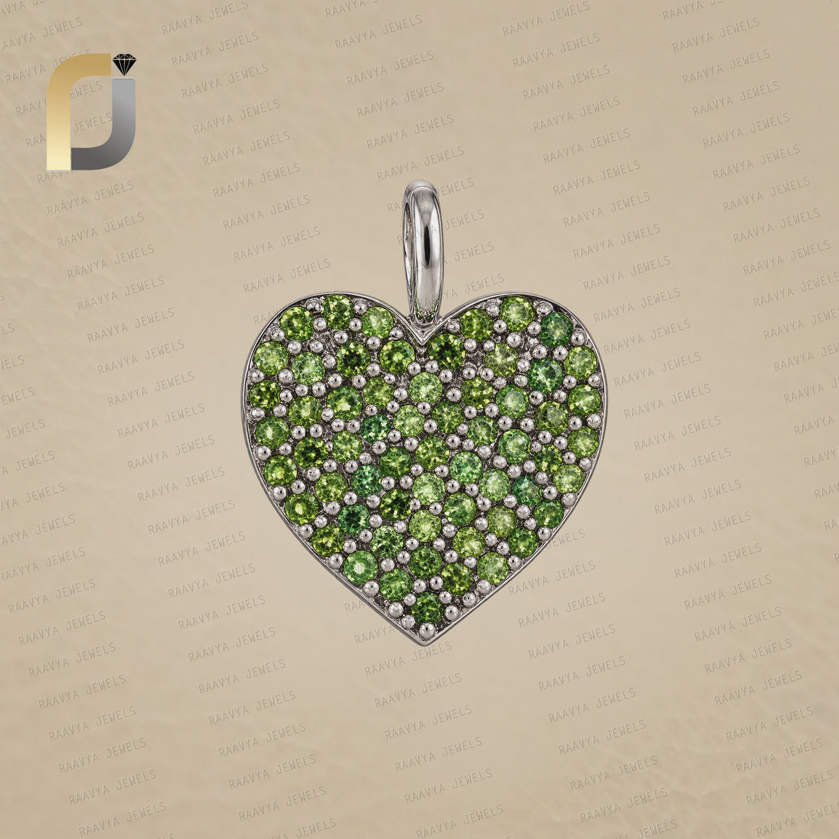 Cromdioside Gemstone 925 Silver Heart Pendant