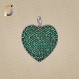 Emerald Gemstone Oxidized 925 Silver Heart Charm Pendant