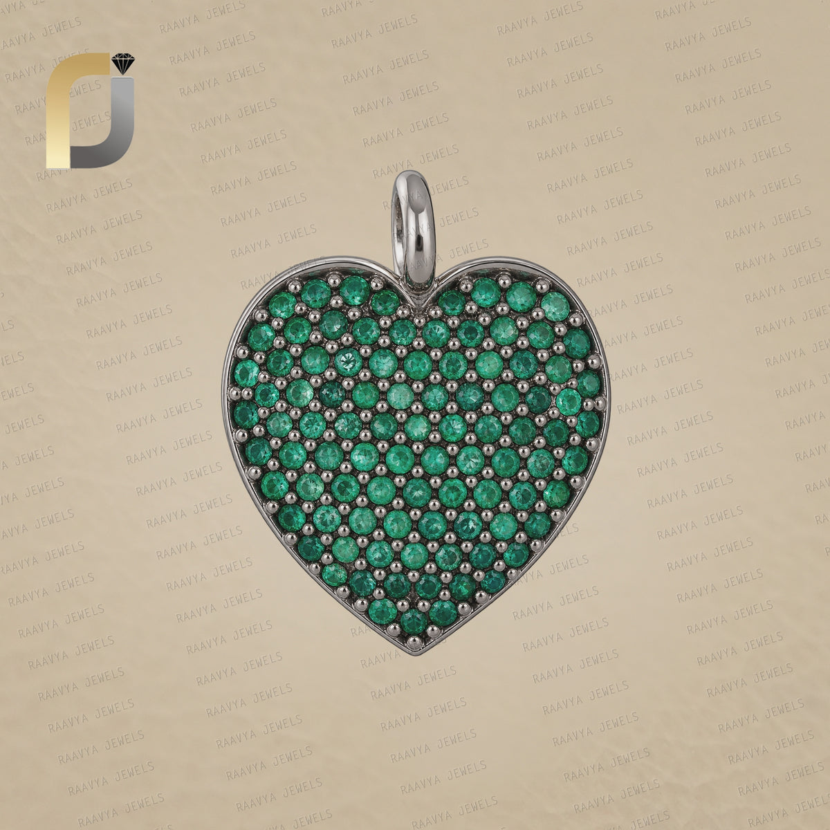 Emerald Gemstone Oxidized 925 Silver Heart Charm Pendant