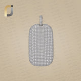 Pave Diamond Dog Tag Pendant 925 Silver Fine Jewelry