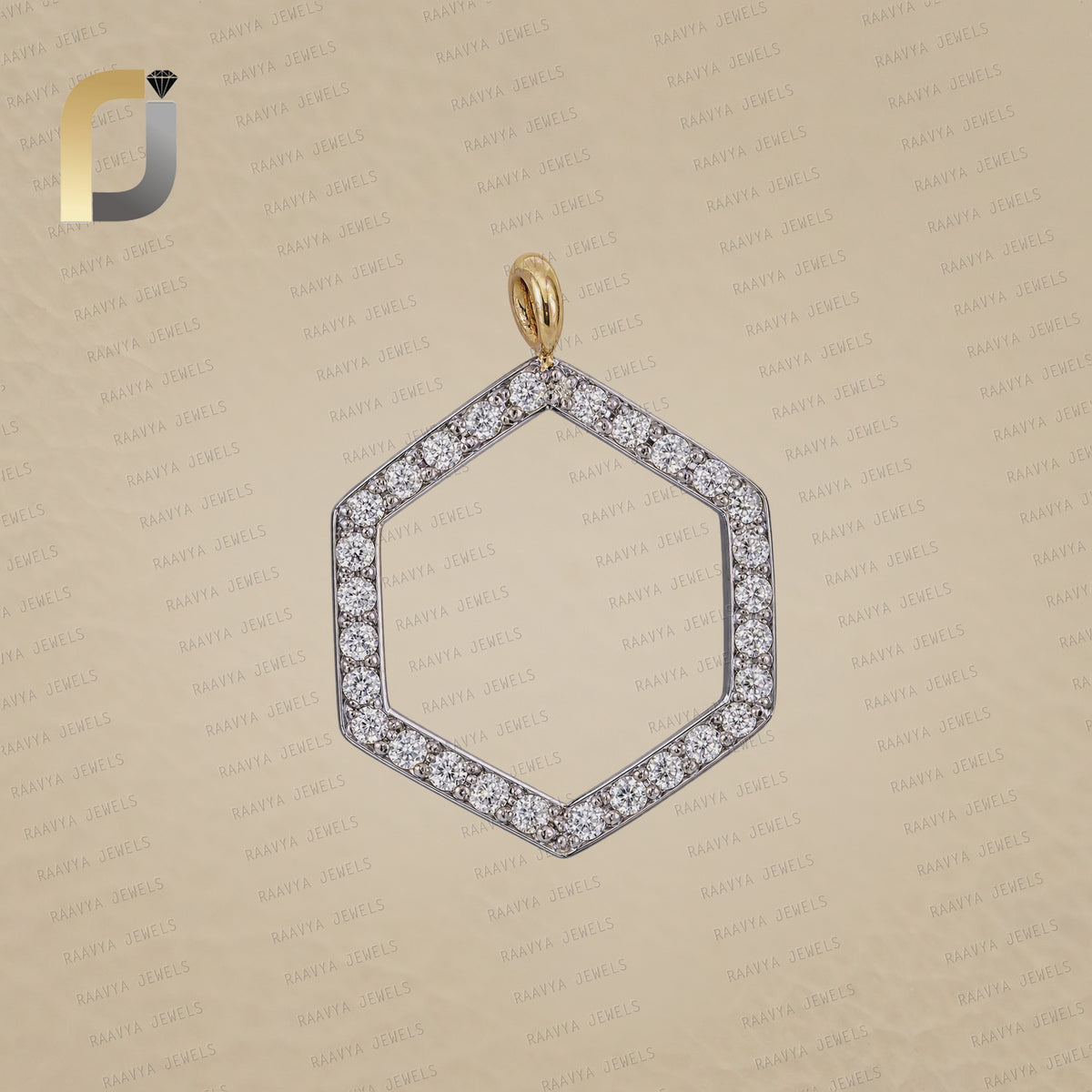 925 Silver Gold Plated Uneven Shape Diamond Pendant