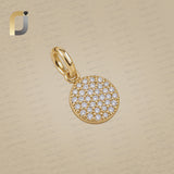 14K Solid Gold Pave Diamond Disc Pendant