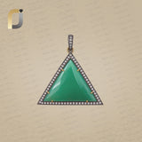 Chrysoprase Gemstone Diamond 925 Silver Pendant Jewelry