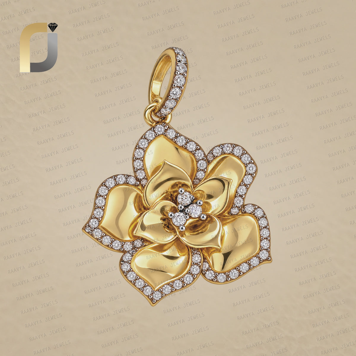 Champagne Diamond Yellow Vermeil Floral Pendant Jewelry