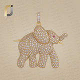 14K White diamond Elephant Pendant gold Jewelry