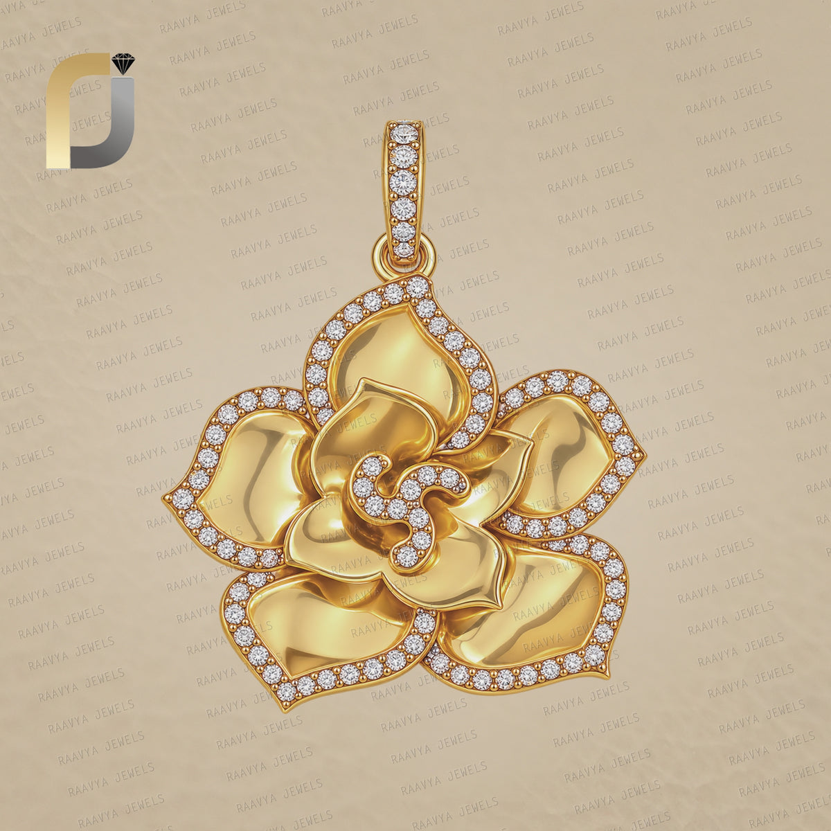 925  Silver Yellow plating Diamond Flower Pendant Jewelry