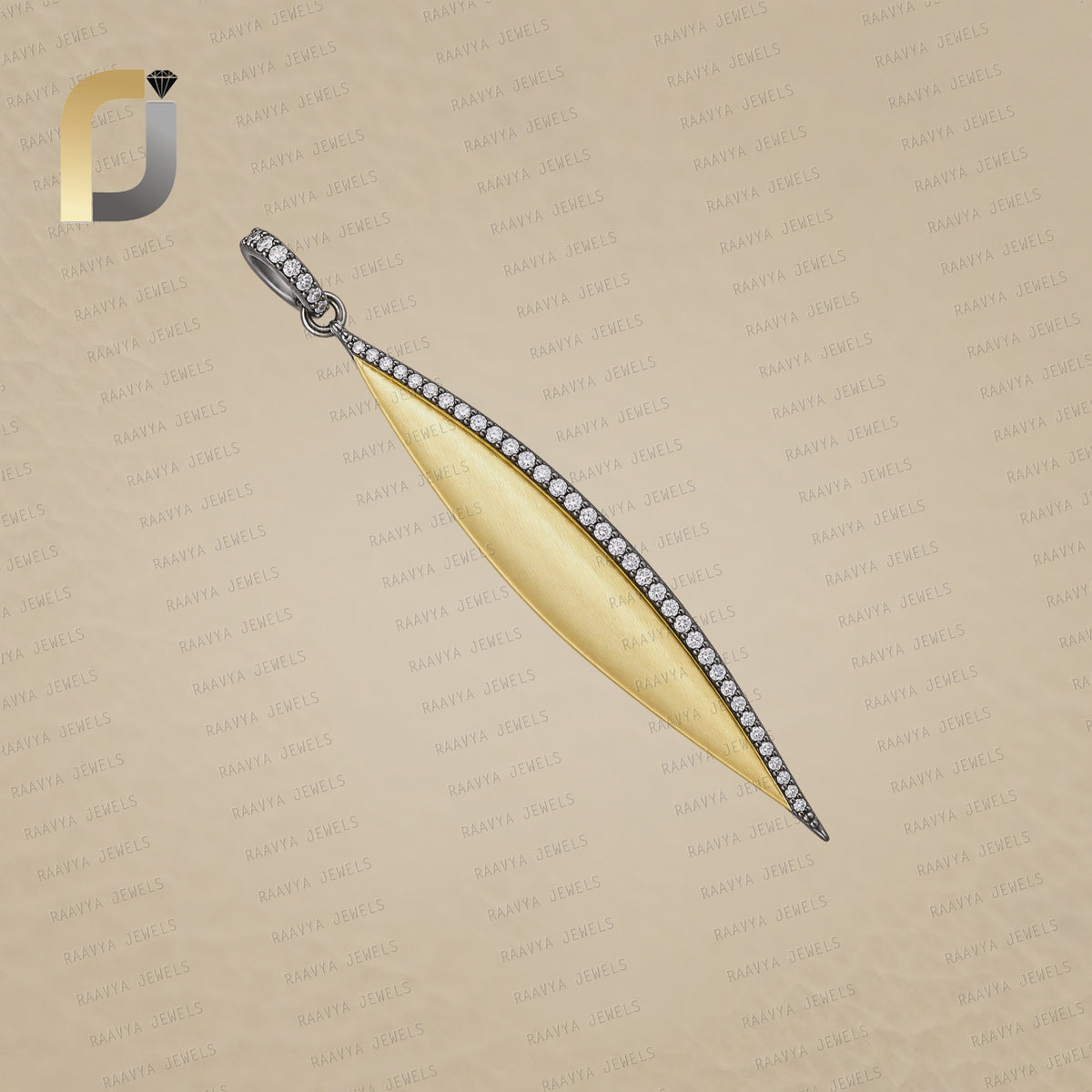 Pave Diamond Gold Plated Silver Bar Pendant Jewelry