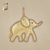 Yellow Vermeil Pave Diamond Baby Elephant Charm Pendant Jewelry