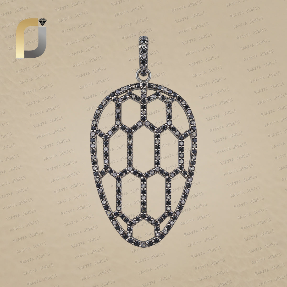 Oxidized 925 Silver Black Diamond Designer Pendant