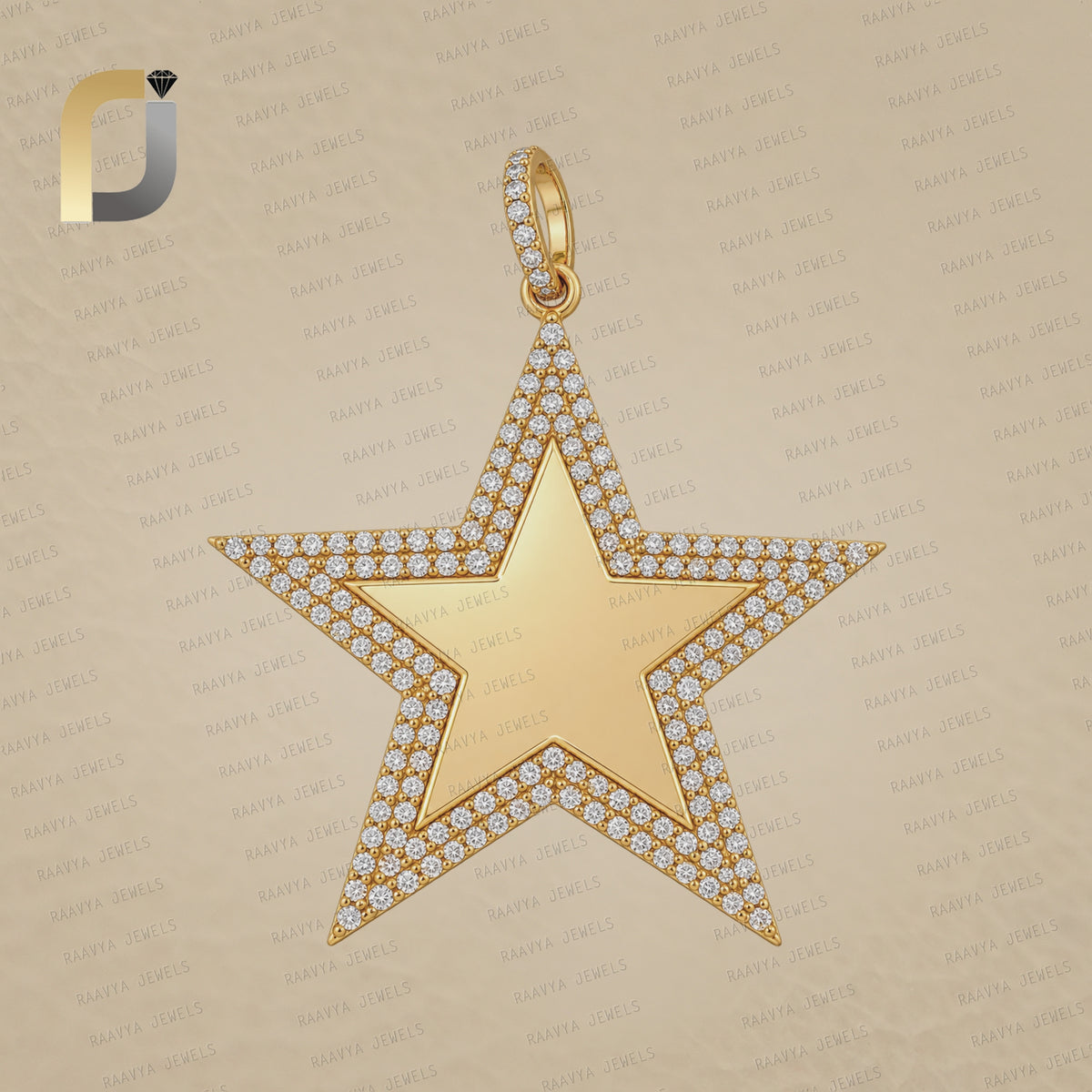 Starburst White Diamond 9K Gold Pendant